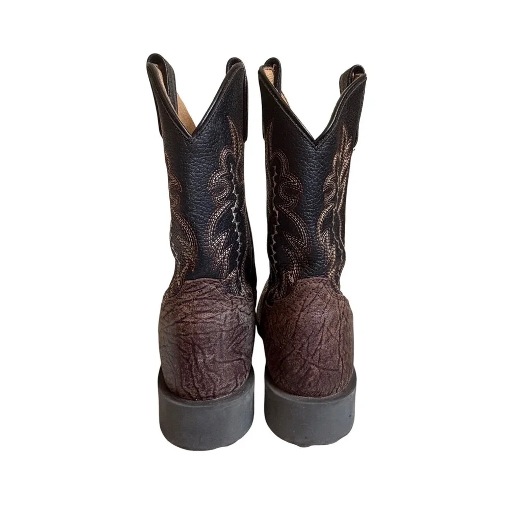 Smoky Mountain Boots Kids Brown Elephant Print Square Toe Cowboy Boots SZ 1.5